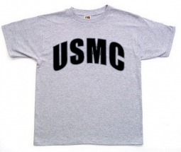 USMC T-Shirts Grey/Black Arched USMC Logo Tee