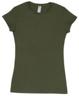 Women's Plain Olive Drab Baby Doll Shirts