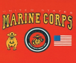 Marine Corps T-Shirt Red Bulldog/Flag/Crest Tee