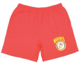 US Marines Running Shorts Red W/Globe & Anchor