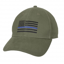 Olive Drab Thin Blue Line USA Flag Low Profile Cap