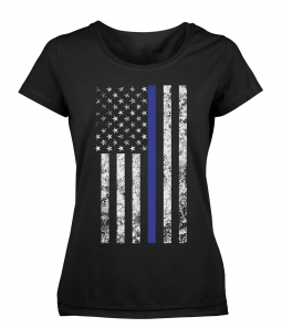 Womens Thin Blue Line USA Flag T-Shirt