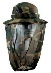 Military Boonie Hat With Camo Mosquito Netting