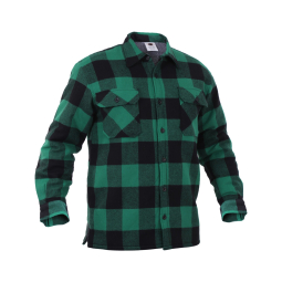Buffalo Plaid Sherpa Lined Jacket - Green
