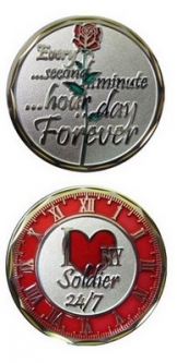Challenge Coin-I Love My Soldier 24/7 Rose W/Clock