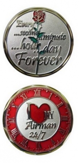 Challenge Coin-I Love My Airman 24/7 Rose W/Clock