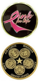 Challenge Coin-Pink For Life-Army/Navy/Af/USMC