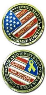 Challenge Coin-Support Our Troops Stars/Stripes