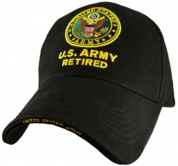 Cap - U.S. Army Retired With Logo (Black Brushed)