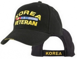Cap - Korea Veteran With Ribbons, (Black Brushed)