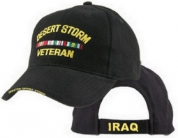 Cap - Desert Storm Vet With 3 Rib, (Black Brushed)