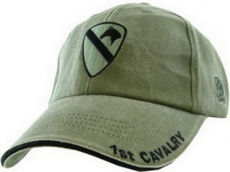 Cap - 1St Cavalry (OD Green) With Color Insignia)