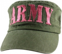 Cap - Army (Pink) Letters (Od) Flat Top