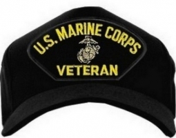 USA-Made Emblematic Cap - US Marine Corps Vet (G&A) Black