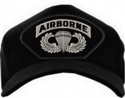 USA-Made Emblematic Cap - Airborne With Jump Wings (Black)