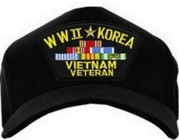 USA-Made Emblematic Cap - WWII*Korea Vietnam With 6 Ribbons