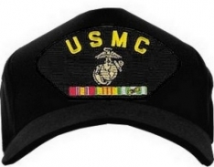 USA-Made Emblematic Cap - USMC (Ribbon) Black