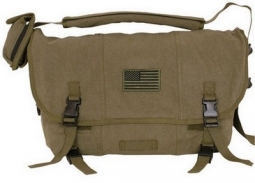Retro Shoulder Bag USA Flag Patch Olive Drab