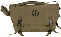 Peace Sign Retro Shoulder Bag Olive Drab