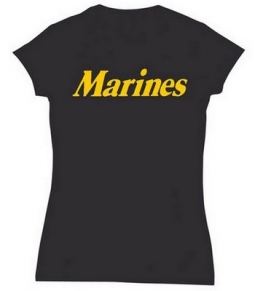 Womens Marine Logo Babydoll Tee Black/Gold