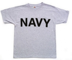 Military Navy Logo T-Shirts For Kids Grey