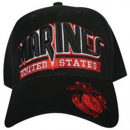 Military Logo Cap 3D United States Marines Black/Red