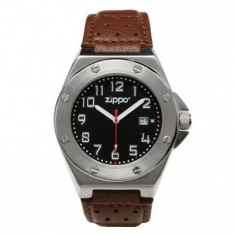 Zippo Casual Watch 2 - Black Face - Brown Strap