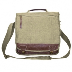 Classic Euro-Style Messenger Bag - Khaki