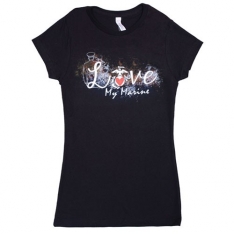 Women's Cotton Tee's - Love My Marine - Black