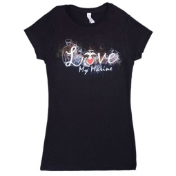 Women's Cotton Tee's - Love My Marine - Black