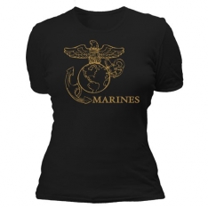 Women's Cotton Tee's - Black - Marines2