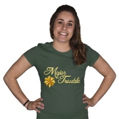 Women's Cotton Tee's - Olive Drab - Major Trouble
