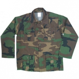 Boy's Four Pocket Camouflage Fatigue Shirt - Woodland Camo