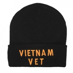 Embroidered Watch Cap - Vietnam Vet - Black