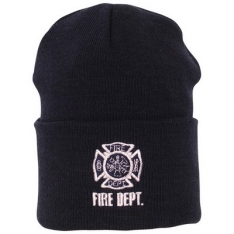 Embroidered Watch Cap - Fire Dept. - Navy - White Embroidered Text