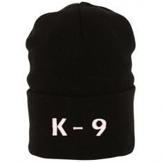 Embroidered Watch Cap - K-9 - Black - White Embroidered Text