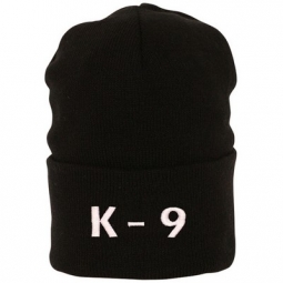 Embroidered Watch Cap - K-9 - Black - White Embroidered Text