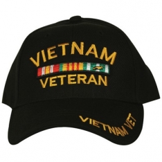 Embroidered Ball Cap - Vietnam Veterans - Black
