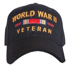 Embroidered Ball Cap - WW II Vietnam Veteran - Black
