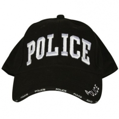 Embroidered Ball Cap - Police - Black