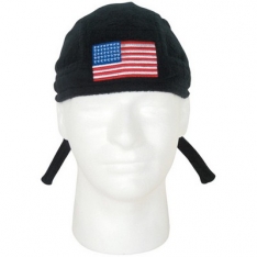 Headwraps - USA Flag - Black - Fleece Embroidered