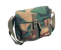 Canvas Ammo Shoulder Bag - Woodland Camo