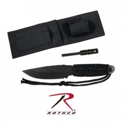 Paracord Knife W/Fire Starter - Black