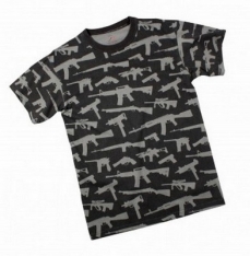 T - Shirt / Multi Print Guns - Black / 3X