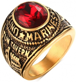 Military Rings Deluxe Engraved 18Kt Gold Electroplate Rings "Marines"
