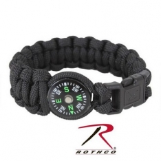 Paracord / Compass Bracelet - Black